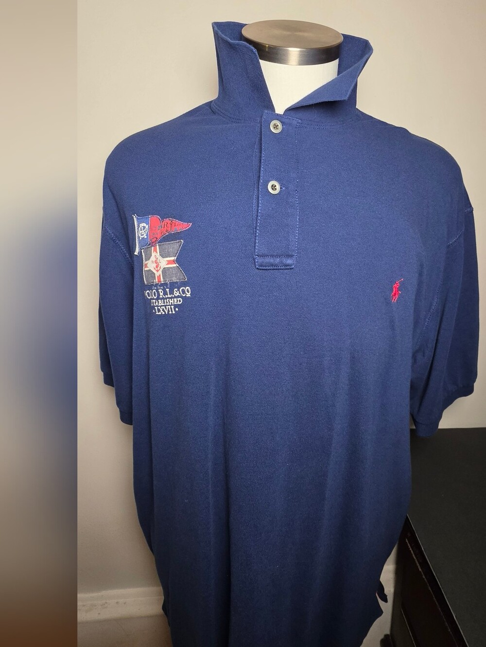 Polo by Ralph Lauren Men’s Navy Flag Embroidered Polo Shirt